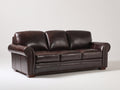 Divani a 3 posti - similpelle-legno-metallo - 218x94x91 cm - marrone scuro - stile classico