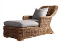 Lettino prendisole - Rattan intrecciato-Tessuto - 176x84x91 cm - Marrone naturale-Grigio - Stile rustico