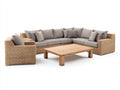 Divani da esterno - Rattan sintetico-Tessuto-Legno - 305x220x79 cm - Beige naturale-Grigio tortora-Marrone chiaro - Contemporaneo