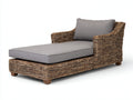 Lettino prendisole - Rattan intrecciato-Tessuto - 179x88x90 cm - Marrone naturale-Grigio - Stile moderno