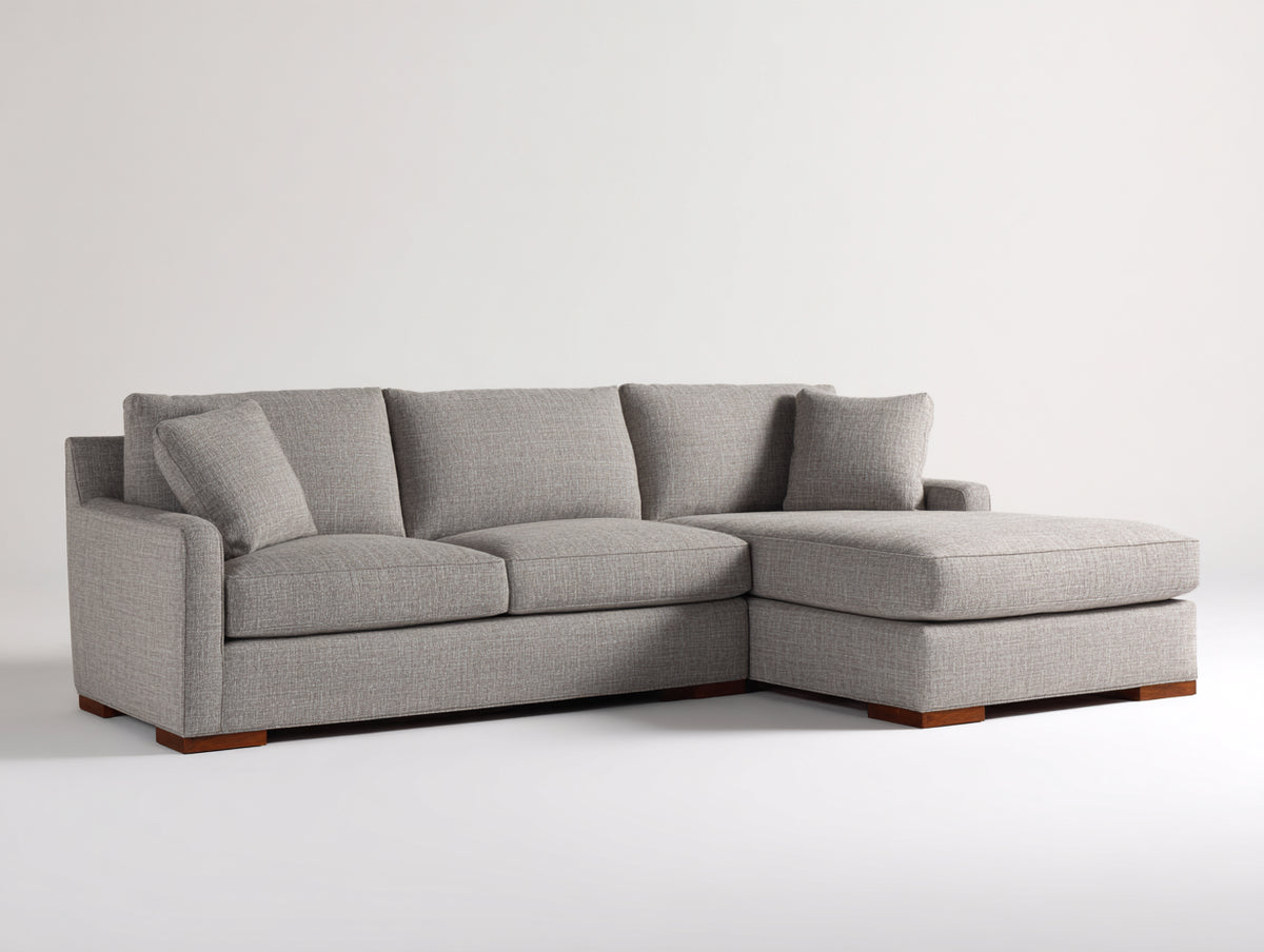Divano angolare - Tessuto-Legno - 288x168x88 cm - Tortora chiaro - Contemporaneo