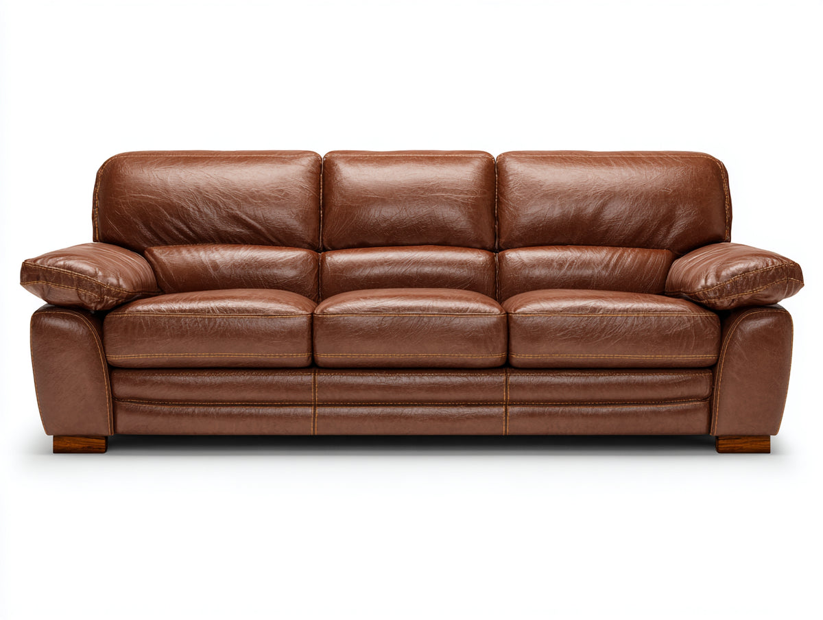Divani a 3 posti - Similpelle - 215 x 92 x 88 cm - Marrone - Design classico