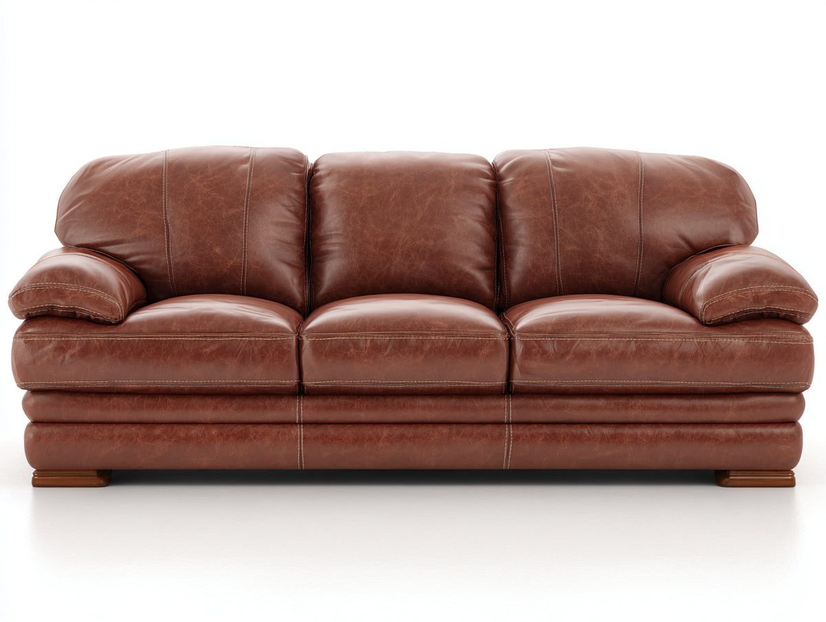 Divani a 3 posti - Similpelle - 218 x 96 x 92 cm - Marrone - Design classico imbottito