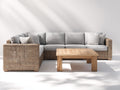Divani da esterno - Rattan sintetico-Tessuto-Legno - 310x215x79 cm - Naturale-Grigio chiaro-Marrone chiaro - Moderno naturale