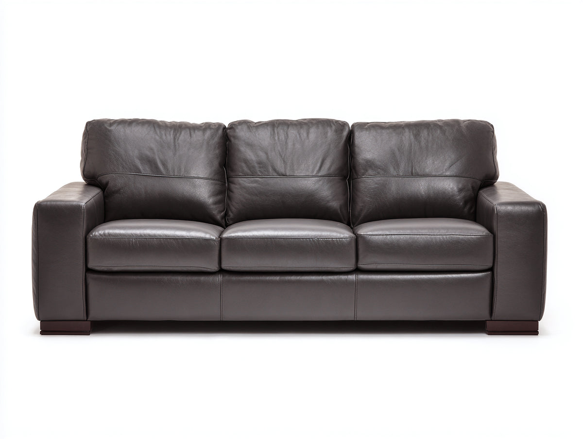 Divani a 3 posti - similpelle-legno - 211x92x89 cm - grigio scuro - stile moderno