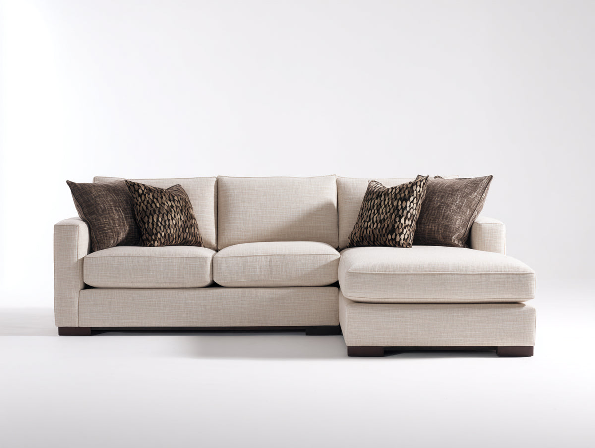 Divano angolare - Tessuto-legno - 285x160x86 cm - Beige chiaro - Contemporaneo