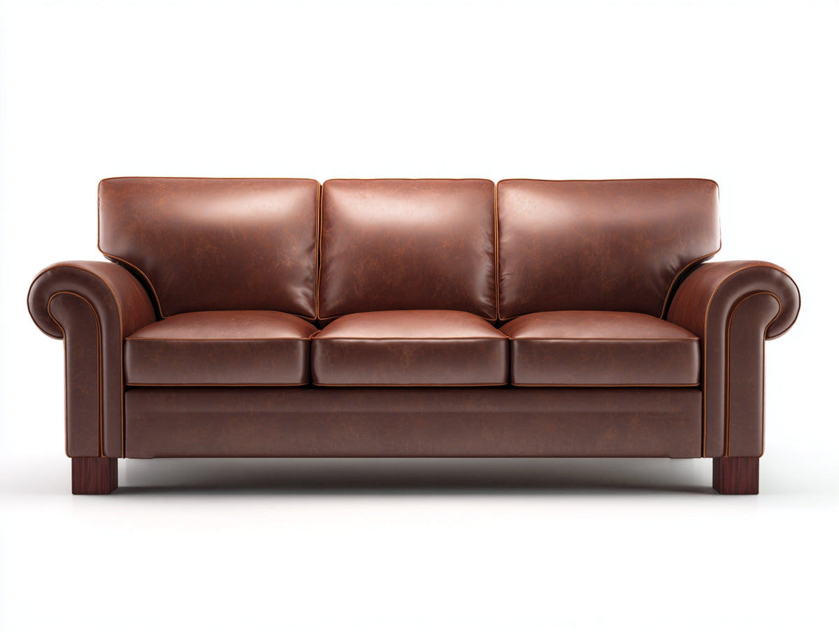 Divani a 3 posti - similpelle-legno - 210x91x88 cm - marrone - stile classico