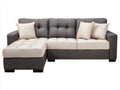 Divano angolare - Tessuto-Legno - 280x165x90 cm - Grigio scuro-Crema - Moderno