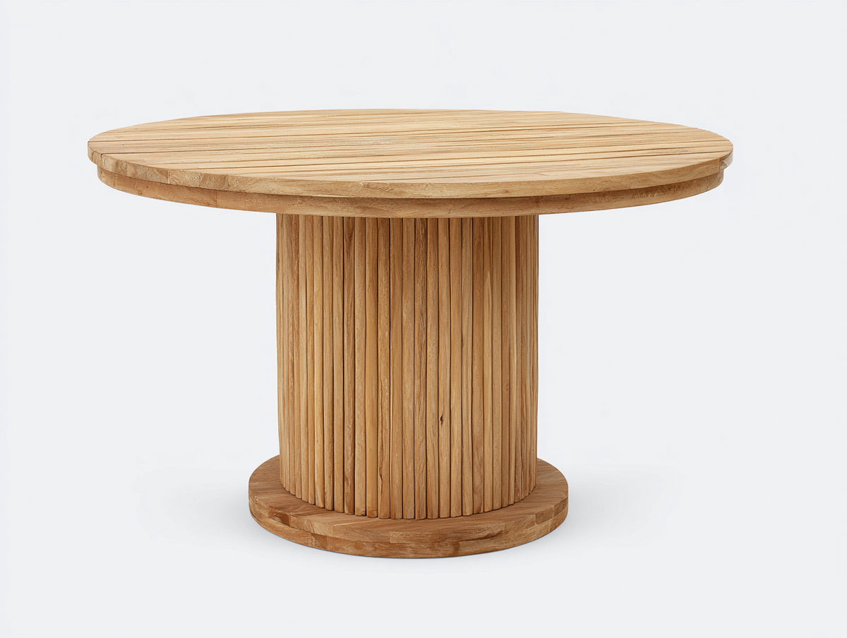 Tavolo da giardino - Legno - 130x130x77 cm - Marrone dorato - Stile naturale