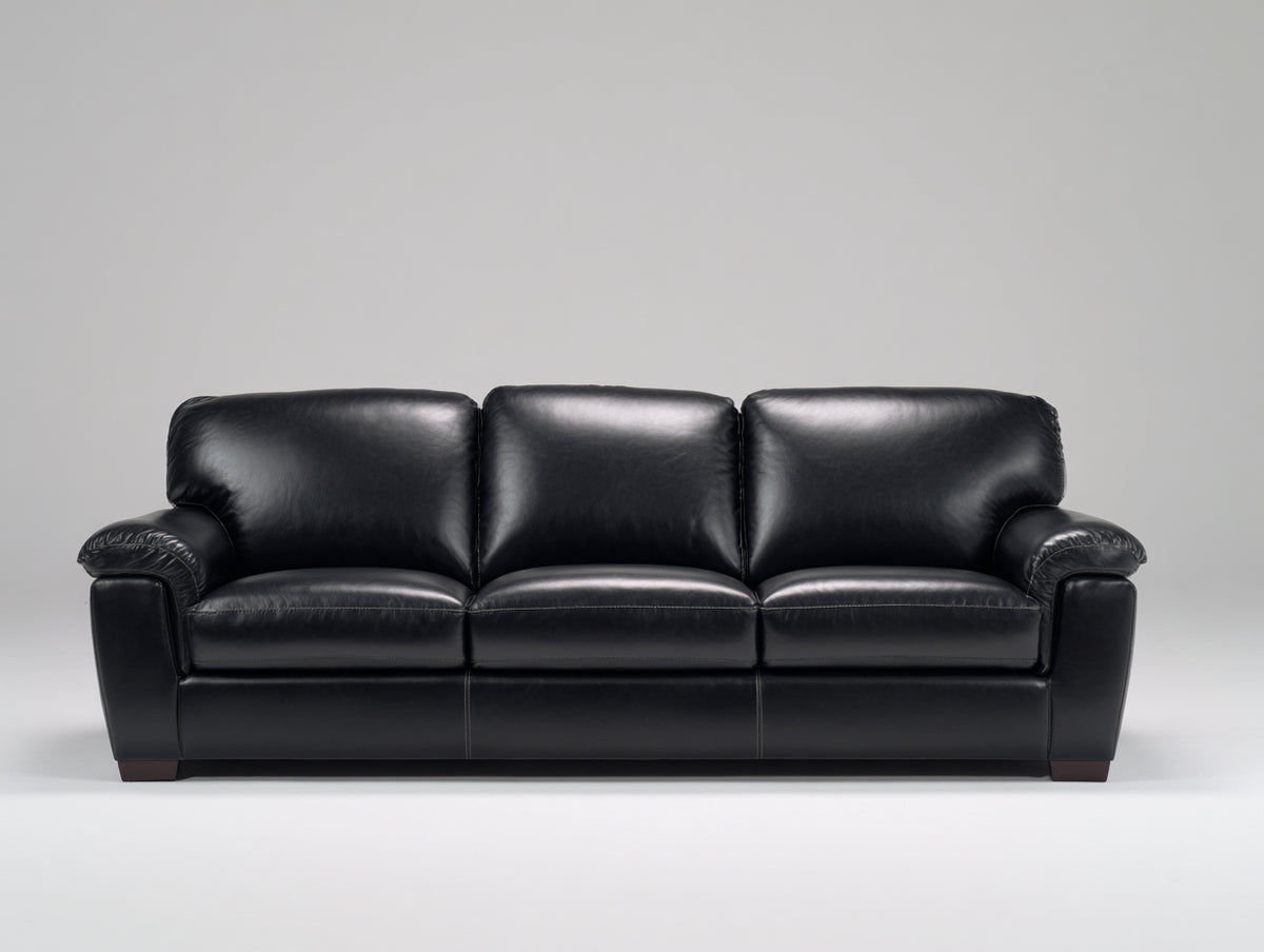 Divani a 3 posti - similpelle-legno - 214x93x91 cm - nero - stile classico contemporaneo