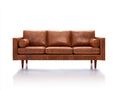 Divani a 3 posti - similpelle-legno - 205x86x82 cm - marrone cognac - stile moderno vintage