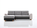 Divano angolare - Tessuto-ecopelle-legno - 272x160x88 cm - Grigio chiaro-Grigio antracite-Bianco - Moderno