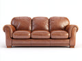 Divani a 3 posti - similpelle-legno - 212x92x90 cm - marrone chiaro - stile classico