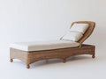 Lettino prendisole - Rattan intrecciato-Tessuto - 208x78x95 cm - Marrone-Crema - Stile naturale