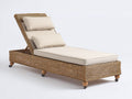 Lettino prendisole - Rattan intrecciato-Tessuto - 204x76x98 cm - Marrone-Beige chiaro - Stile classico