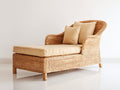 Lettino prendisole - Rattan intrecciato-Tessuto - 182x86x94 cm - Marrone miele-Crema - Stile naturale