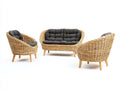 Divani da esterno - Rattan sintetico-Tessuto-Legno - 172x80x84 cm - Naturale-Grigio antracite-Marrone chiaro - Naturale contemporaneo
