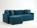 Divano angolare - Tessuto-Legno - 284x168x88 cm - Blu petrolio - Moderno
