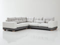 Divano angolare - Tessuto-Ecopelle-Legno - 320x235x90 cm - Bianco-Grigio chiaro-Grigio antracite - Contemporaneo
