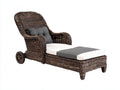 Lettino prendisole - Rattan intrecciato-Tessuto - 201x81x105 cm - Marrone scuro-Bianco-Grigio - Stile tradizionale