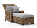 Lettino prendisole - Rattan intrecciato-Tessuto - 175x78x91 cm - Marrone-Grigio chiaro - Stile classico